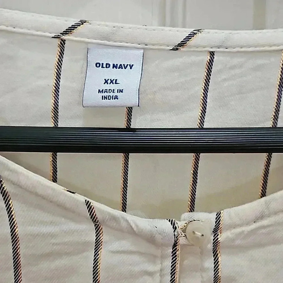 Old Navy Cream Striped Bohemian Plus Size Blouse XXL - Picture 3 of 7